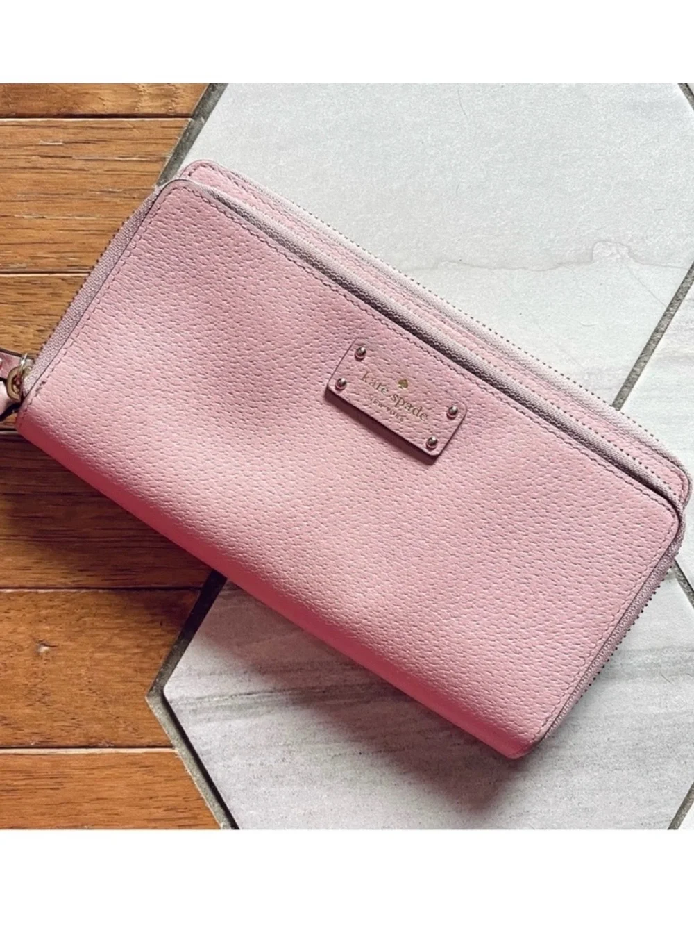 Kate Spade Pink Bonnet Annita Grove Street Leather Wallet In Pink